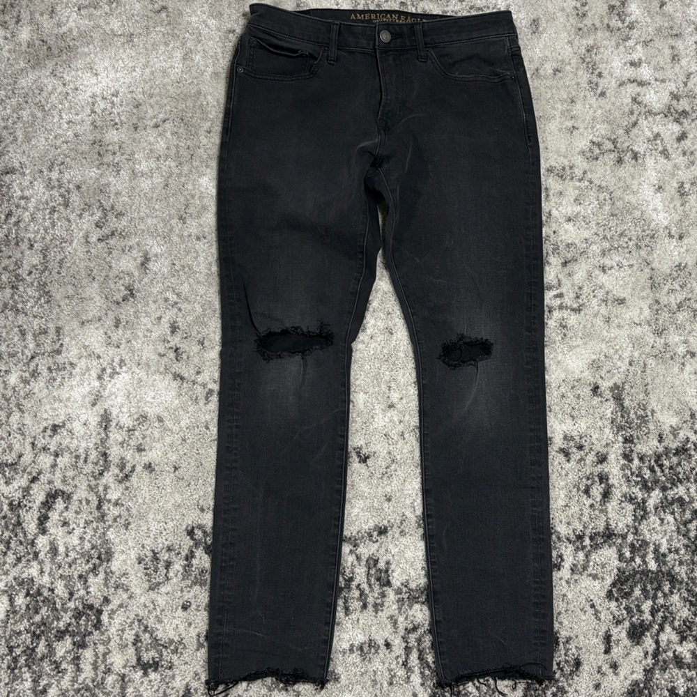 American Eagle 32/32 Black Distressed Men Jeans